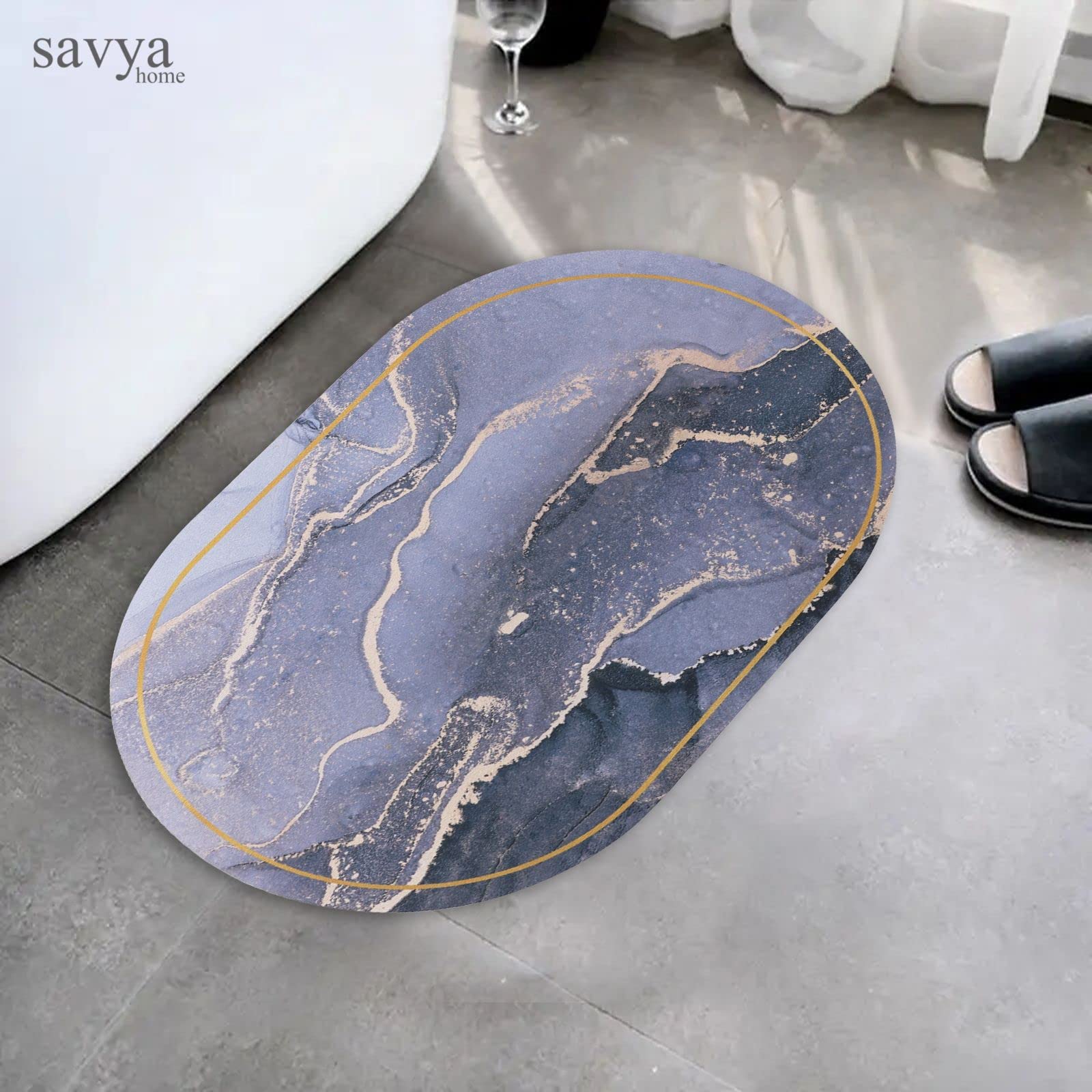 SAVYA HOME Pack of 2 Polypropylene Bathroom Mats|60 x 40cm|Anti-Skid Mat for Living Room, Kitchen, Shower, Bathtub |Multipurpose Mat(Metallic)