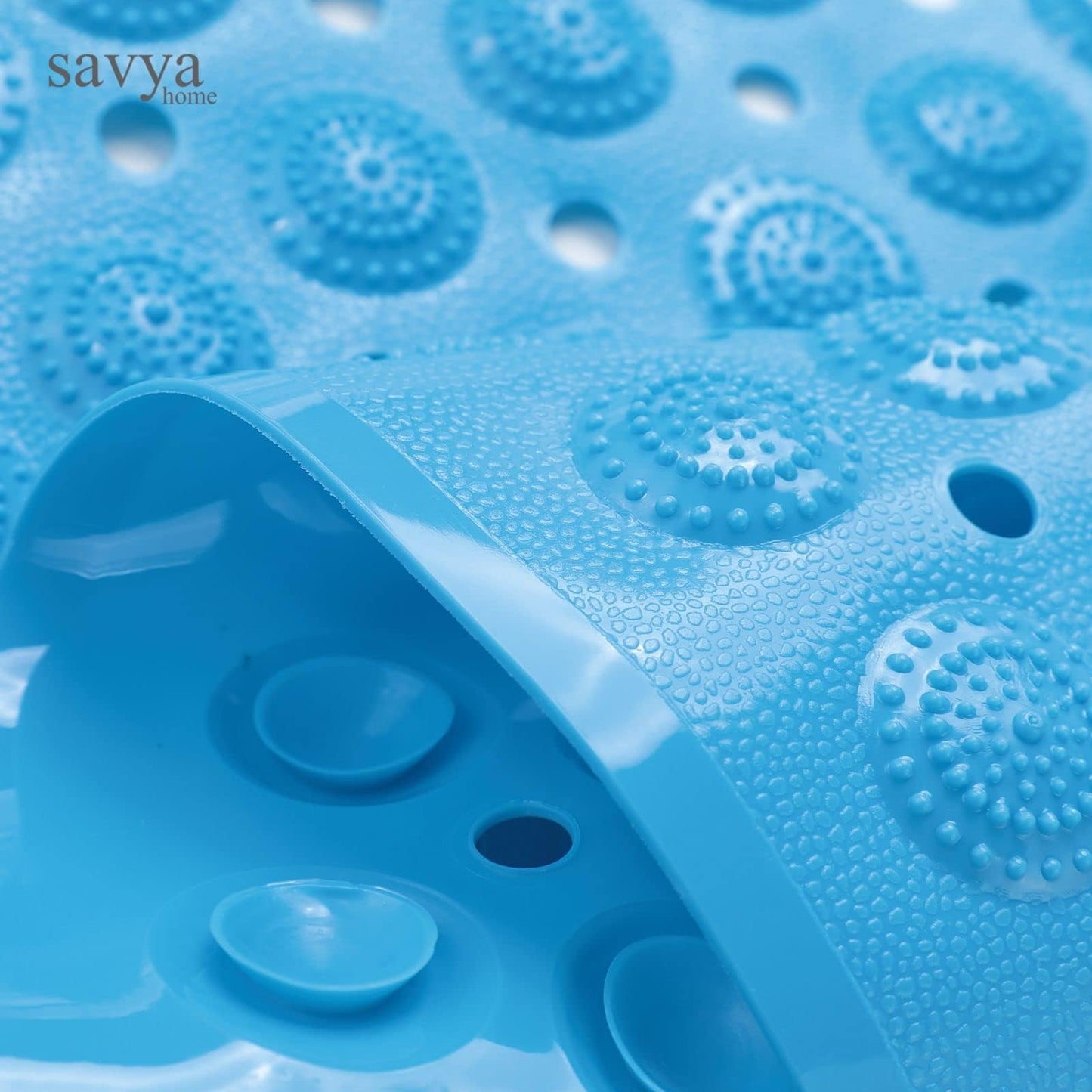 Savya Home Pack of 2 Diatom Mud Bathroom Floor Mat |71 x 35.5 cm|PVC Accu-Pebble Soft & Light Weight Anti-Skid Mat for Living Room,Bathroom/Shower Mat/Multipurpose (Blue)