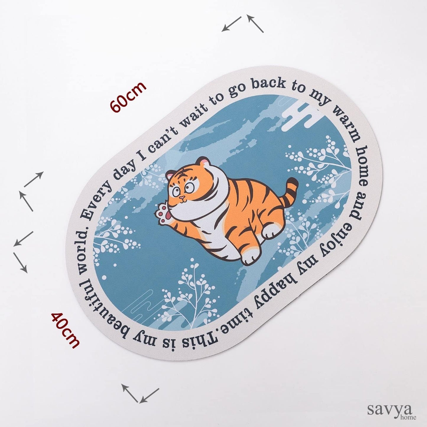 SAVYA HOME Pack of 2 Multipurpose Mat for Kids Bedroom, Play Area, Living Room, Bathroom, Shower | 60 x 40 cm |Tiger & Cartoon Design