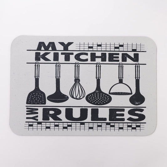SAVYA HOME Multi My Rules Printed Diatom mud Bathroom Non-Slip mat