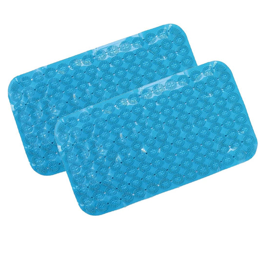 Savya Home Anti Skid Bath Mat for Bathroom, PVC Bath Mat with Suction Cup, Machine Washable Floor Mat (67x37 cm)| Blue