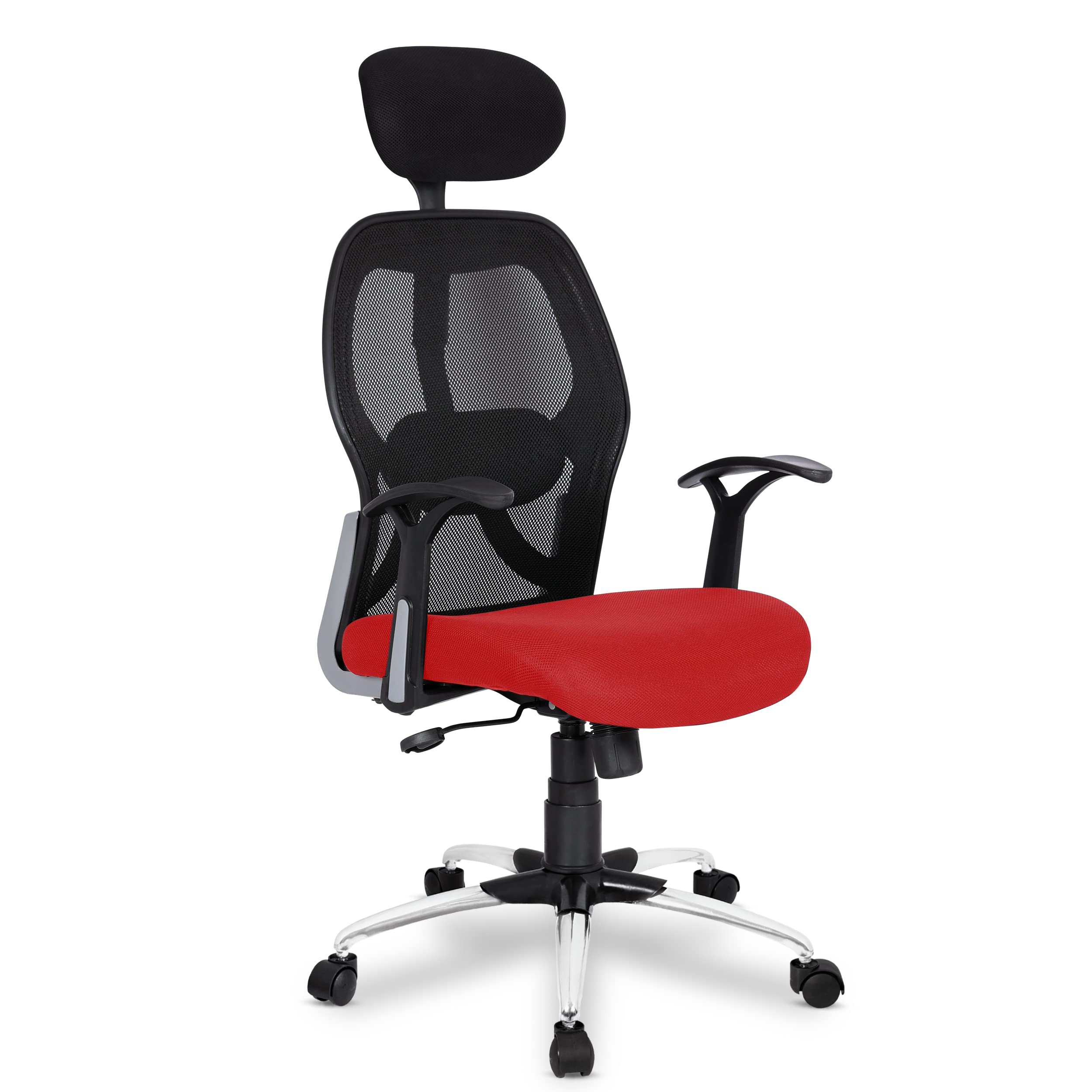 Savya Home Apollo High Back Ergonomic Office, Work from Home Chair with 2D Lumbar Support, Steel Base,Tiltlock Mechanism (Ergonomic Meshback, Red, Qty-1)
