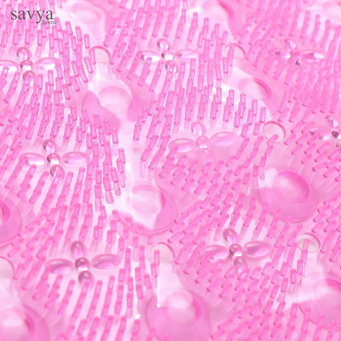 Savya Home Anti Skid Bath Mat for Bathroom, PVC Bath Mat with Suction Cup, Machine Washable Floor Mat (67x37 cm)| Light Pink