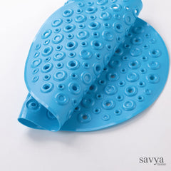 SAVYA HOME - Blue Nonslip Soft Rubber Bath Mat, Rain Mat for Bathtub and Shower, Anti Slip, Anti Bacterial, Machine Washable PVC Bath Mat for Bathroom | Size : 65 x 36 cm