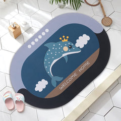 SAVYA HOME Multipurpose Mat for Kids Bedroom, Play Area, Living Room, Bathroom, Shower | 60 x 40, Brown | Anti-Skid, Dolphin Door mat