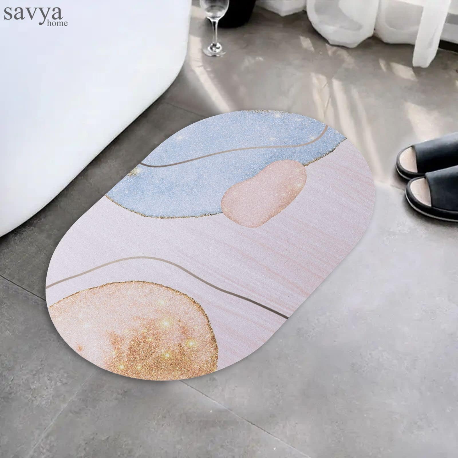 SAVYA HOME Pack of 2 Polypropylene Bathroom Mats|60 x 40cm|Anti-Skid Mat for Living Room, Kitchen, Shower, Bathtub |Multipurpose Mat(Ivory)