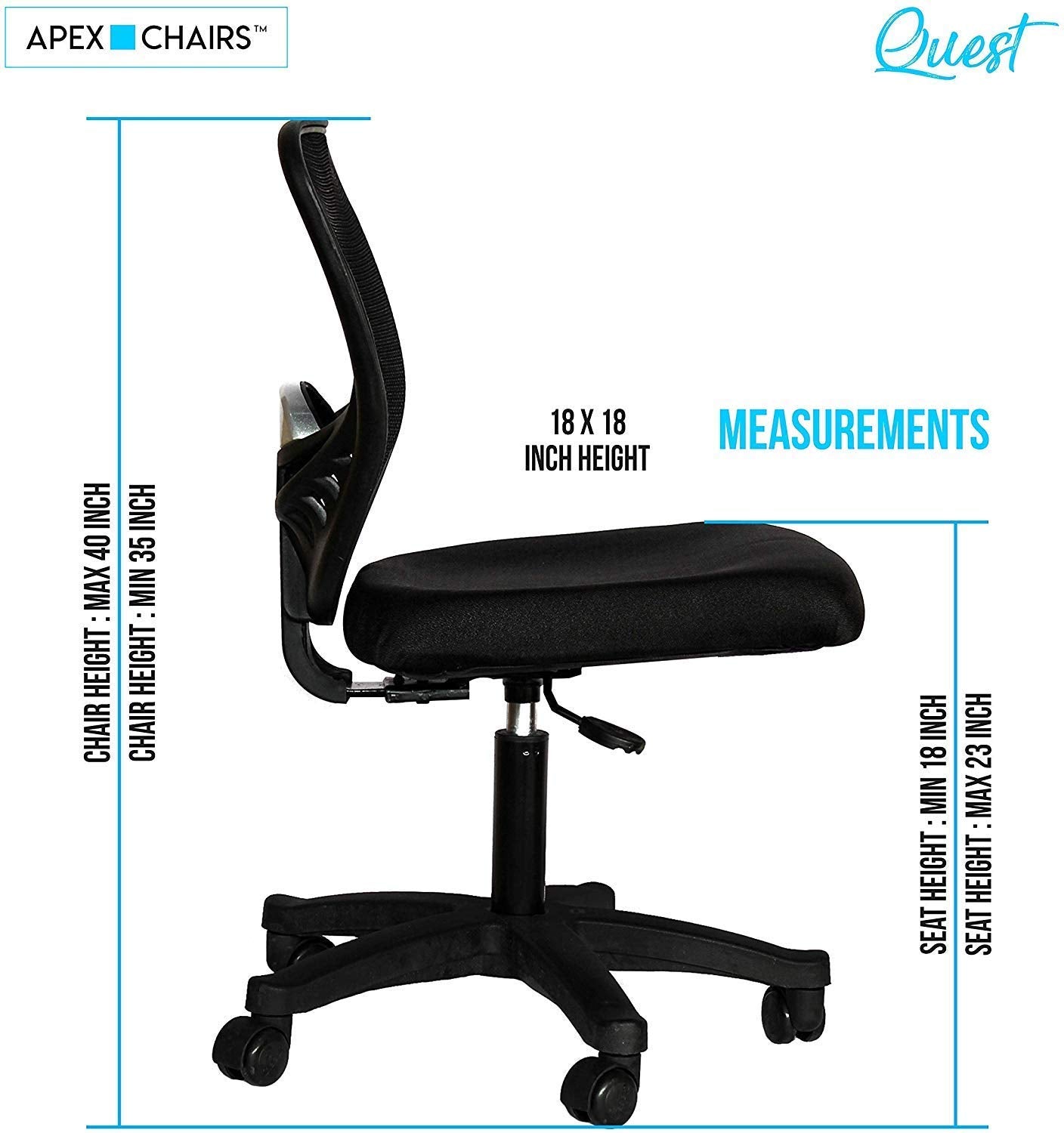 Savya Home Delta Office Chair (Quest) - Co Polymer, Black