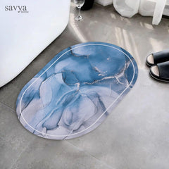 SAVYA HOME Pack of 2 Polypropylene Bathroom Mats|60 x 40cm|Anti-Skid Mat for Living Room, Kitchen, Shower, Bathtub |Multipurpose Mat(Metallic & Bluish)