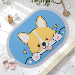 SAVYA HOME Pack of 2 Multipurpose Mat for Kids Bedroom, Play Area, Living Room, Bathroom, Shower | 60 x 40 cm |Cute Cartoon & Dog Design