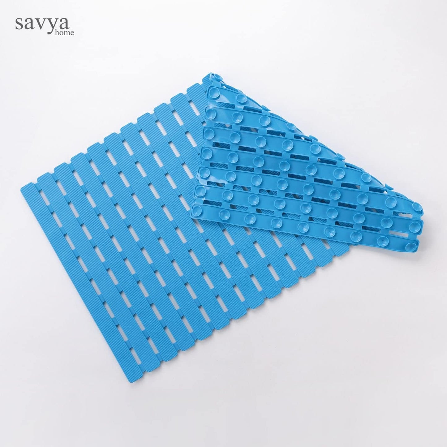 SAVYA HOME Pack of 2 PVC Bathmats | 40x71cm | Anti-Skid mat, Living Room mat, Doormat, Multipurpose mat(Blue)
