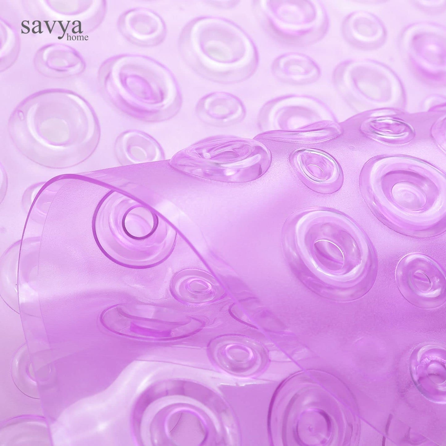 Savya Home Pack of 2 Nonslip Soft Rubber Bath Mat, Rain Mat for Bathtub and Shower, Anti Slip, Anti Bacterial, Machine Washable PVC Bath Mat for Bathroom | 65 x 36 cm | Purple