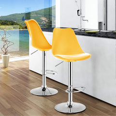 SAVYA HOME® Curvy Kitchen Stool/BAR Stool (Qty-2) (Combo, Yellow)
