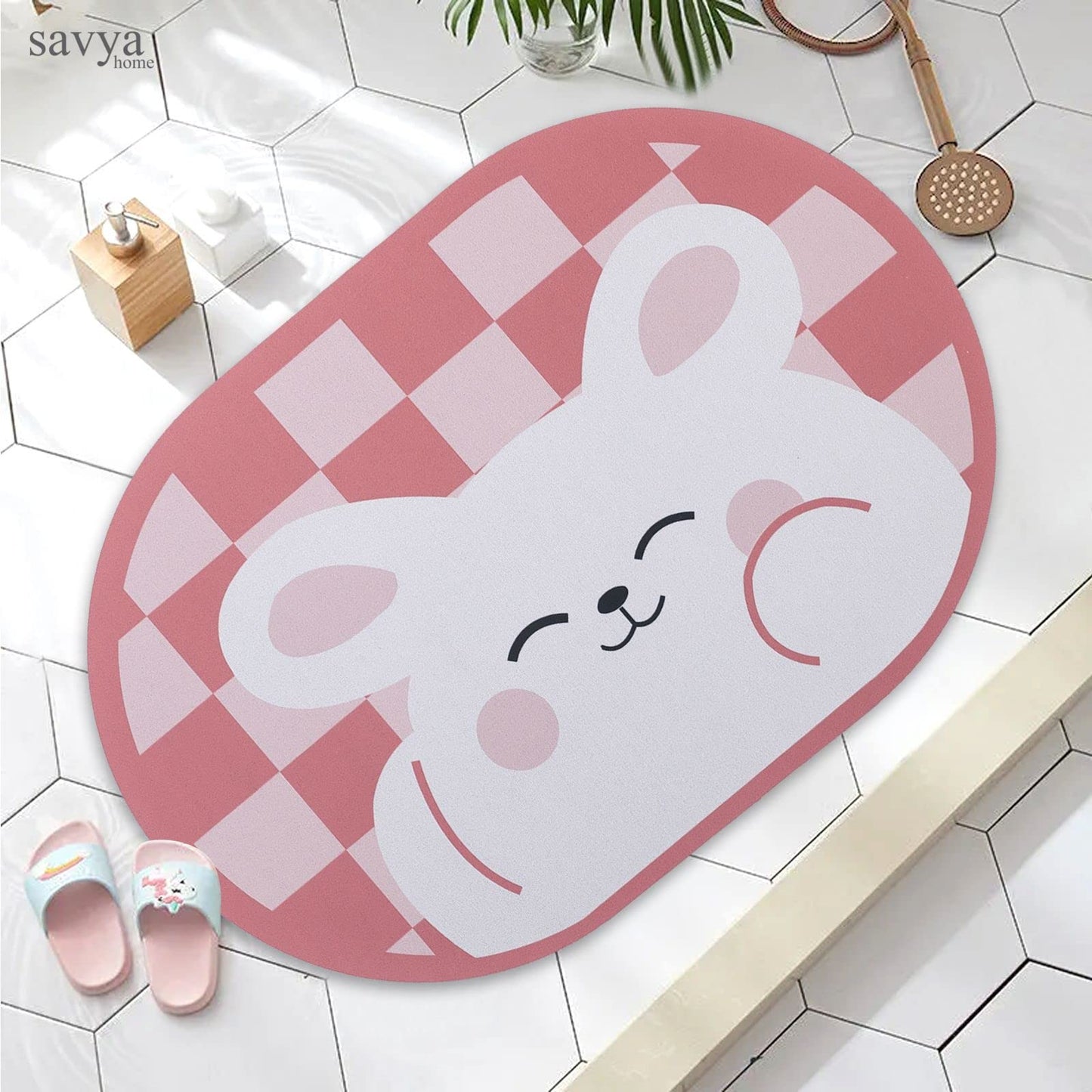 SAVYA HOME Multi Diatom mud Oval Bathroom Non-Slip mat