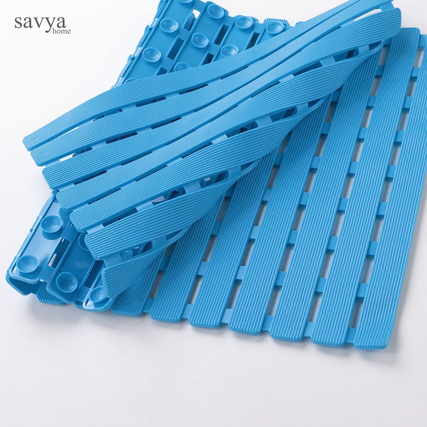 SAVYA HOME Pack of 2 PVC Bathmats | 40x71cm | Anti-Skid mat, Living Room mat, Doormat, Multipurpose mat(Blue)