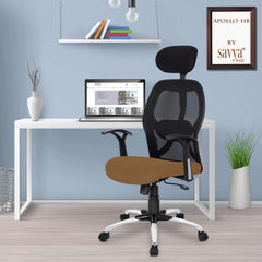 SAVYA HOME Apollo High Back Ergonomic Office, Work from Home Chair with 2D Lumbar Support, Steel Base, Tiltlock Mechanism (Ergonomic Meshback, Beige, Qty-1)