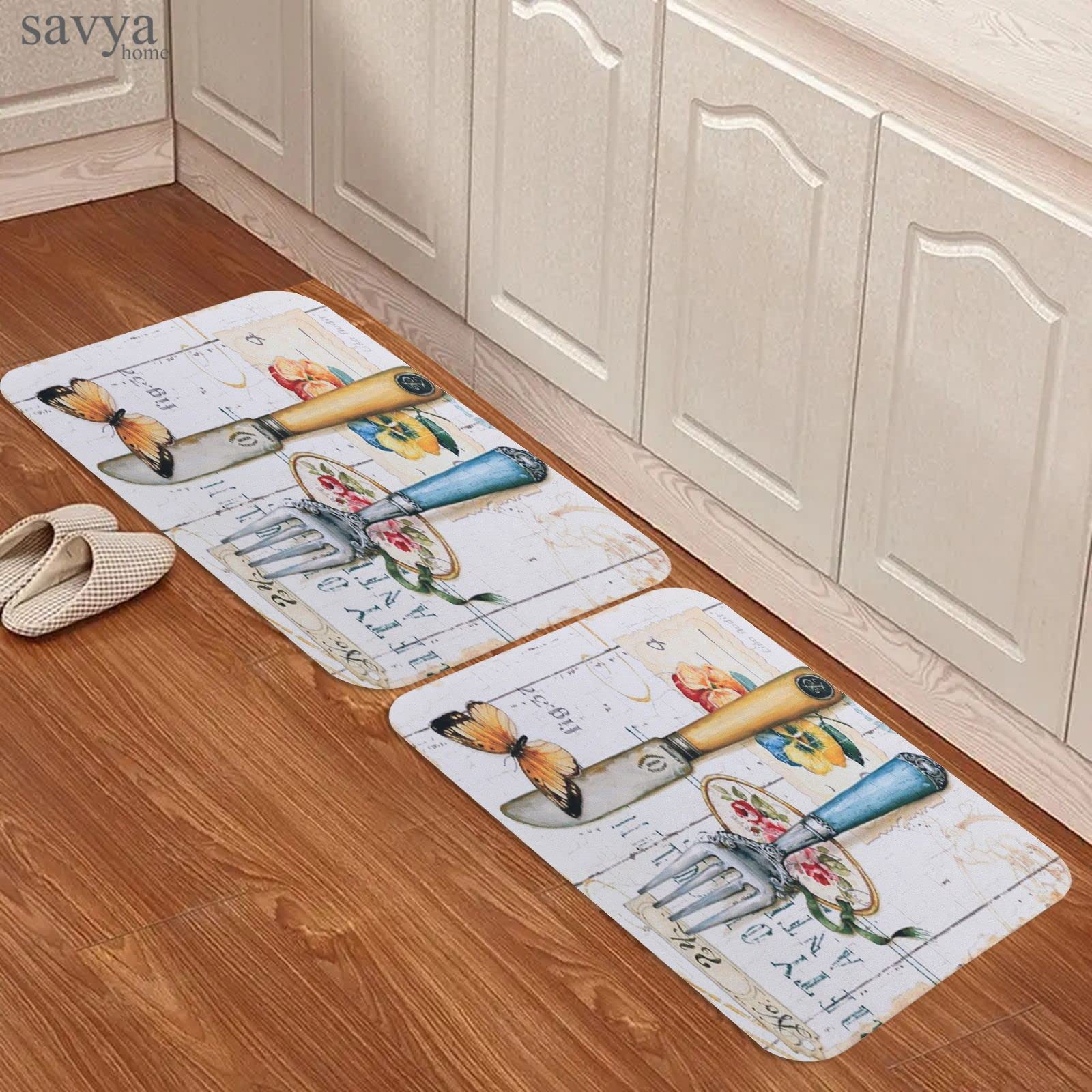 SAVYA HOME Kitchen Mats|| 60 x 40 ||Anti-Skid Mat for Living Room,Bathroom,Shower,Bathtub mat,Multipurpose Mat (Blue & Yellow)