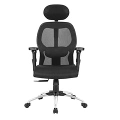 SAVYA HOME Marvel High Back Ergonomic Office Chair with Adjustable Arms, 2D Headrest and Ergonomic Lumbar Support (Ergonomic Meshback, Black, Qty-1)