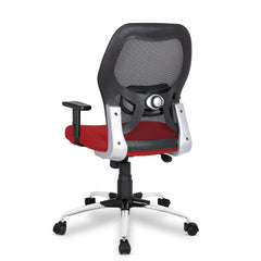 SAVYA HOME Apollo Mid Back Ergonomic Office Chair with Adjustable Arms and Anyposition Tilt Lock Mechanism (2D Lumbar Support & Contoured Meshback, 1 Piece) (Red)
